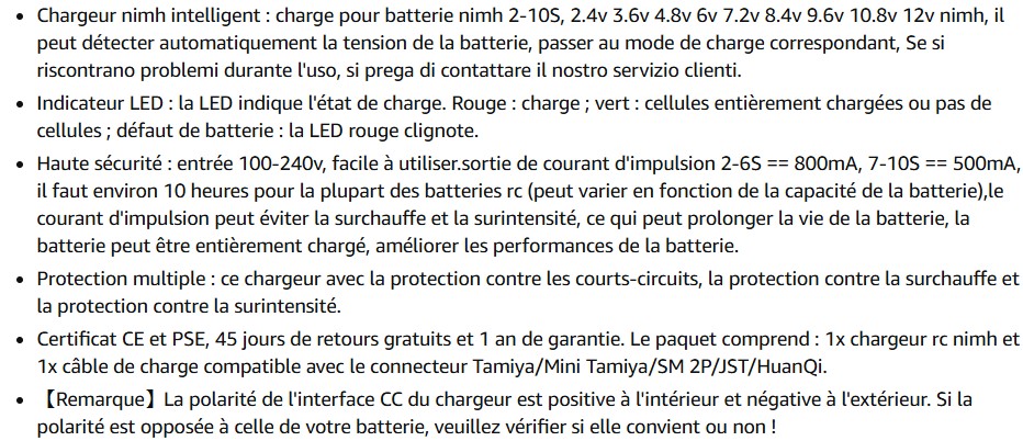 descriptif Chargeur NIMH intelligent MELASTA